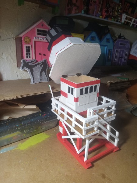 Red and White Beach Tower - Open View